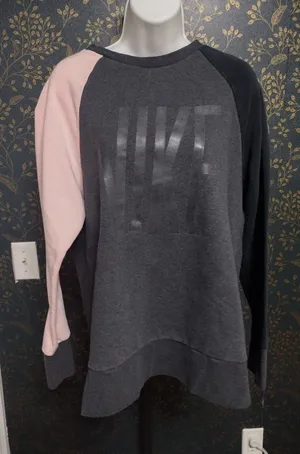 Nike Colorblock Crewneck Sweatshirt - Gray, Pink, Black thumbnail 1