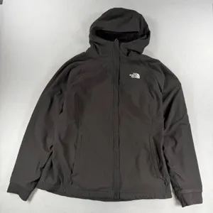 Y2k The North Face Womens XL Black Softshell Fleece Lined Hooded Jacket thumbnail 1