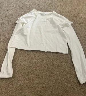Junior woman crop top ab70 small size white long sleeve thumbnail 1