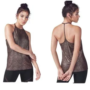 Fabletics Ciara Tank Top Womens M‎ Rose Gold Metallic Shimmer T-Back Racerback thumbnail 2