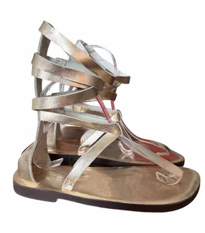 Free People NWOTS Metallic Gold Leather Strappy Gladiator Sandals size 37 US 7 thumbnail 1