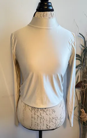 Babaton Womens Mock Neck Long Sleeve Top‎ Champagne Gold Shine thumbnail 1