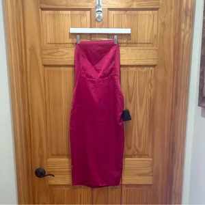 Lulus Size Medium Always Luminous Magenta Satin Ruched Lace-Up Dress. thumbnail 8