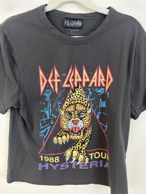 Cotton On Fitted Longline Def Leppard Black 'Hysteria' Graphic Tee Size Small thumbnail 2