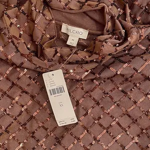 NWT!! Anthropologie PILCRO Turtleneck Sequin Top Shirt Bronze Party Glam X-Small thumbnail 12