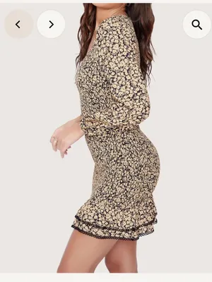 Lost + Wander Pick Me Print Dress Mini fully smocked bodice long puff sleeve L thumbnail 2