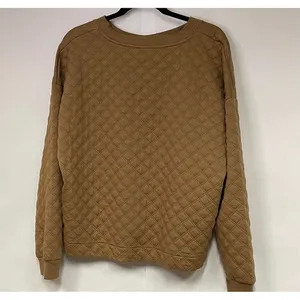 JOYSPUN Quilted Sweatshirt Womens Large Brown Diamond Stitch‎ Pullover Top NWT thumbnail 5
