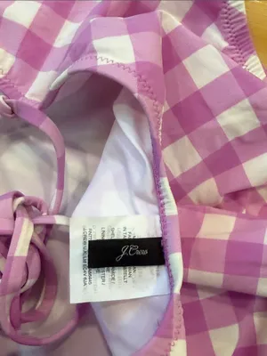 J.Crew one piece lace up back oversized Matte gingham swimsuit size 4. thumbnail 5