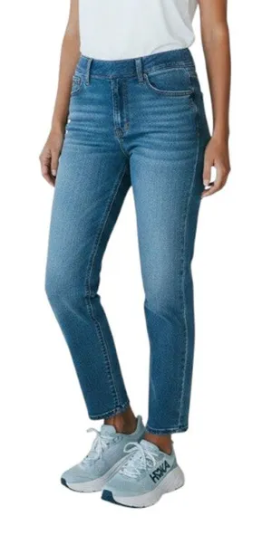 SPANX Ankle Straight PullOn Jeans W's L Vintage Indigo Shaping Comfort Travel thumbnail 1