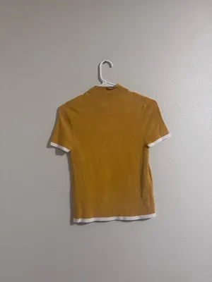 Maeve Mustard Knit Top with White Trim thumbnail 3
