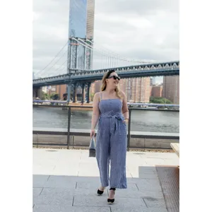 NWT J.Crew Tie-waist Linen Jumpsuit in Navy White Gingham Belted 1-Piece 4 thumbnail 13
