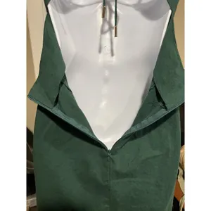 Zara Linen Blend Strappy Midi Dress in Green Size S Cowl Neck Slit thumbnail 5