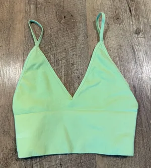 Free People Light Lime Ribbed V-Neck Bralette XS/S thumbnail 1
