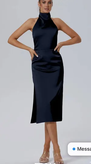 Navy Midi Dress Blue Size M thumbnail 1
