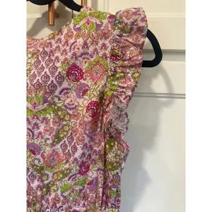 Taylor Pink Green Floral Paisley Ruffle Sleeve Cotton Dress cottagecore Medium thumbnail 6
