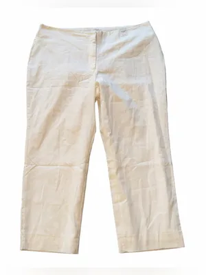 NWT Abercrombie & Fitch Wide-Leg High-Waist Pants Cream Linen Blend SZ-34 / 18R thumbnail 2