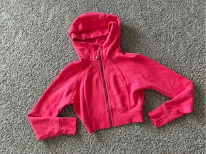 Lululemon Scuba Full-Zip Cropped Hoodie Lip Gloss Size 4 thumbnail 2