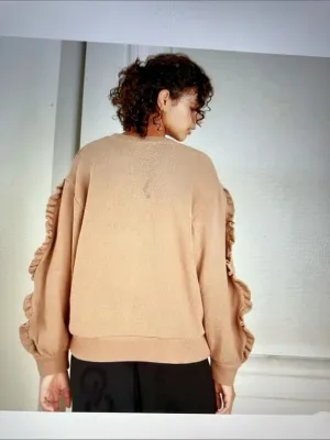 A New Day Textured Crewneck Sweater in Brown XL thumbnail 4