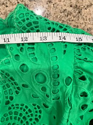 FARM Rio Green Richelieu Cutwork Midi Dress Bright Green Eyelet Cotton Sz M NWT thumbnail 13