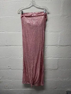 Sequin Strapless Midi Dress Pink Size L thumbnail 3