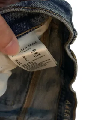 American Eagle Asymmetrical Waist Baggy Jeans size 12 Long thumbnail 5