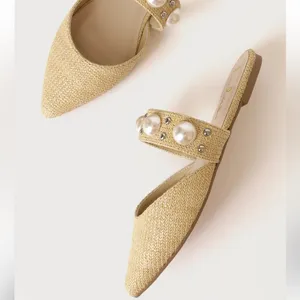 Lulus Justifyy Beige Raffia Woven Pointed-Toe Flats Size 8 thumbnail 4