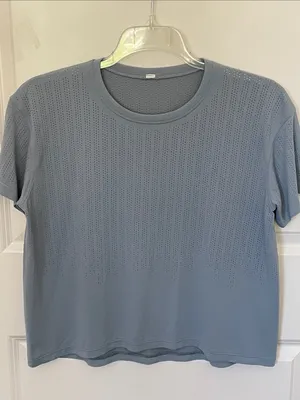Lululemon Train To Be Short Sleeve Blue Top Large Boxy thumbnail 3