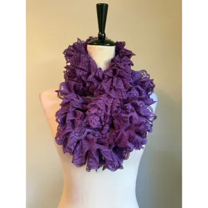 Purple Lace Ruffle Boa Scarf Victorian Floral whimsigoth y2k boho fairy festival thumbnail 3