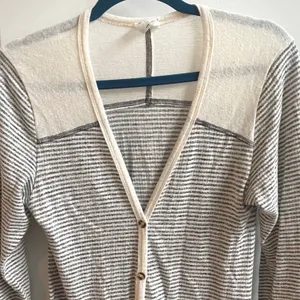 By Together Cardigan Women S Cream Striped Longline Boho Pockets RJ950 Button Up thumbnail 4