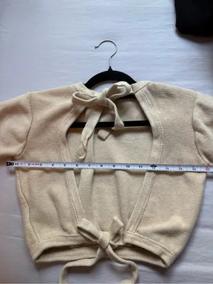 Rue Stiic L Cream Cotton Knit Open Back Tie Back Cropped Top thumbnail 10