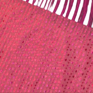 Pink sheer scarf with fringe thumbnail 5