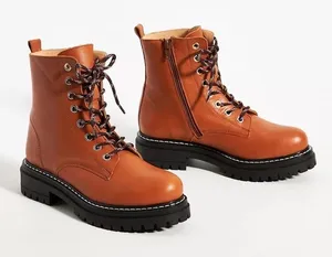 Anthropologie Maeve combat boots in honey brown leather sz 38 8 thumbnail 1