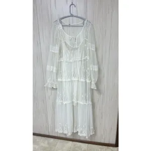 Free People Cream Stevie Embroidered Mesh & Lace Maxi Dress Celestial Fairy New thumbnail 3