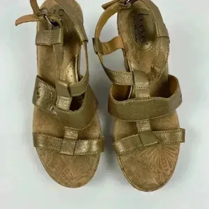B.o.c Women's Bronze Leather Cork Wedge‎ Sandals Size 8 Strappy Casual thumbnail 8