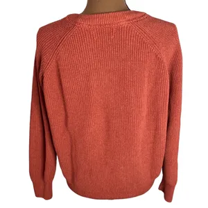 Paul James cotton ribbed v-neck sweater in rust hue size S thumbnail 3