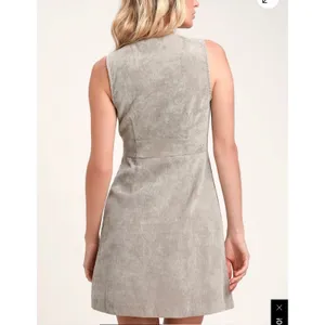 Lulus Wrap Mini Dress Size Large Taupe Brushed Corduroy Button Up Mod Academia thumbnail 9
