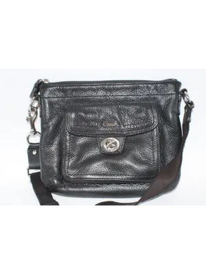 Coach Penelope Black Pebbled Leather Turnlock Crossbody Bag – Classic Flap Style thumbnail 2