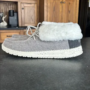 HEYDUDE Britt Mid Grey Faux Fur Slip On Boot‎ thumbnail 4