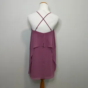 Lauren Ralph Lauren Plum‎ Purple Chiffon Tiered Ruffle Halter Shift Dress 0 thumbnail 3