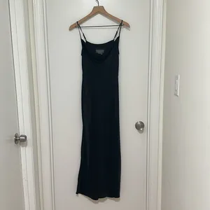 ANTHROPOLOGIE | NWT Woman's Black Elyse Cowl Slip Silk Sleeveless Midi Dress, XS thumbnail 4