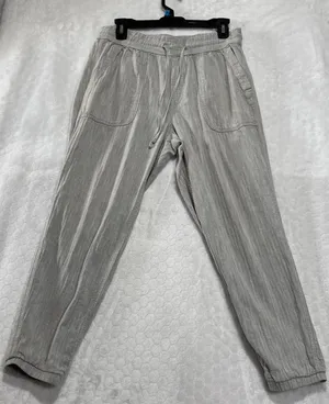 Gap Gray Chambray Utility Joggers Womens Size M Textured Casual Pants 24" Inseam thumbnail 1