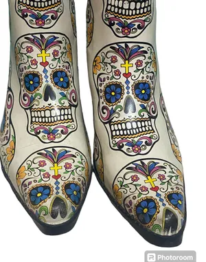 Blazin Roxx Sugar Skull Cowgirl Boots women size 8 Día de Los Muertos Talavera thumbnail 3