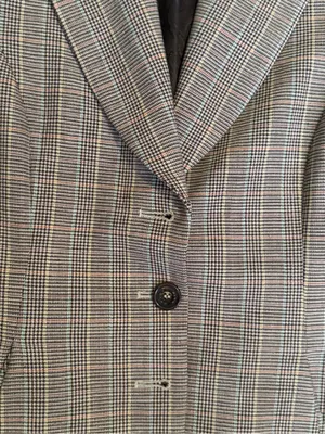 Pink Tartan Plaid Tailored Blazer in Brown and Gray thumbnail 4