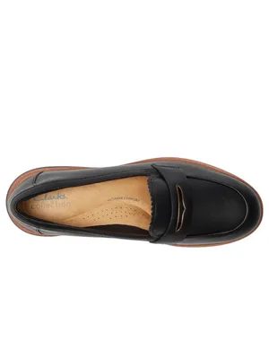 Clarks Westlynn Glow Penny Loafer 26184333 Black Leather 5M thumbnail 13