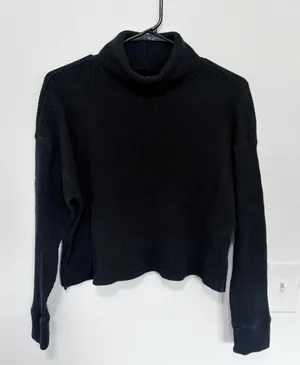 Abercrombie & Fitch Waffle Knit Black Turtleneck Shirt- Size Small thumbnail 1