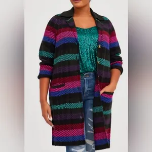 Torrid Multi Plaid Long Sleeve Notched Collar Cardigan Size 2X thumbnail 5