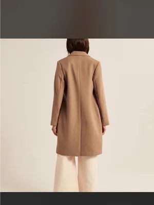 Abercrombie & Fitch Classic Women's Tan Wool-Blend Long Dad Coat thumbnail 8