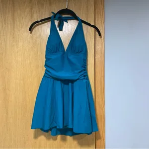 Cupshe Teal Halter Women Tummy Control Swim Dress - Size XS thumbnail 2