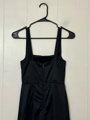 Abercrombie & Fitch Sculpting Satin Midi Dress Black XS Square Neck thumbnail 5
