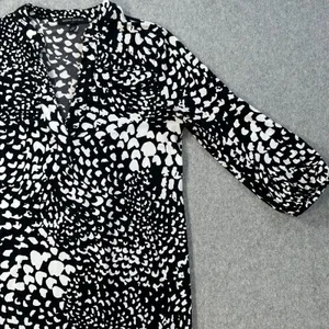 Banana Republic Shift Dress Black White Womens X-Small V-Neck 3/4 Balloon Sleeve thumbnail 4